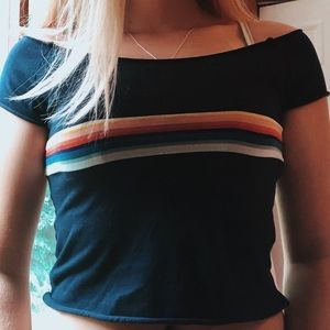 Brandy Melville off shoulder rainbow tee